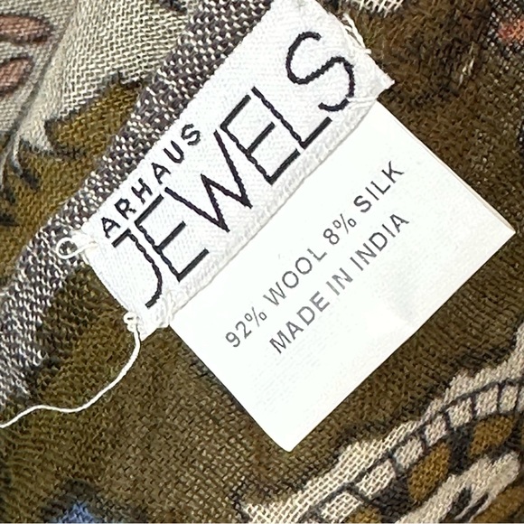 ARHAUS JEWELS wool and silk SCARF BOHO CHIC floral Paisley Bohemian artsy woodsy - Picture 5 of 6